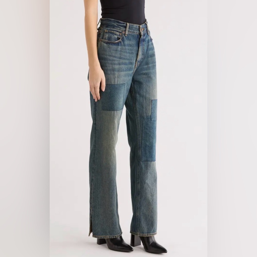 Good American The Khloé patchwork split hem jeans in vintage wash - Picture 5 of 7
